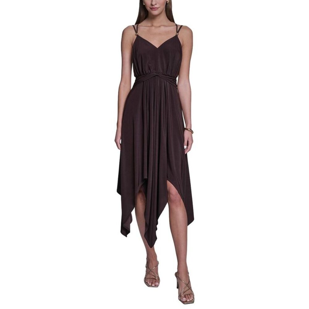 Halston Womens  Spaghetti Strap Midi Dress